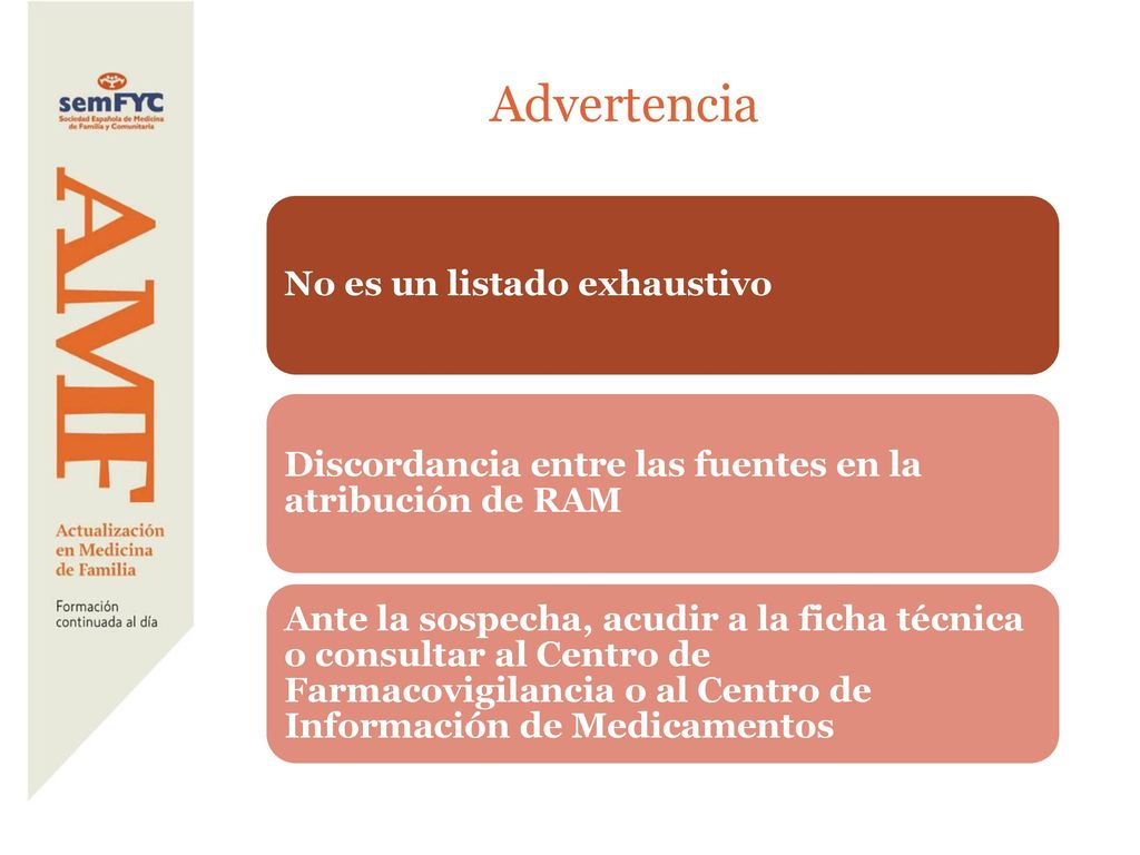 Advertencia No es un listado exhaustivo