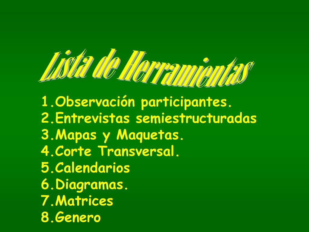 Lista de Herramientas Observación participantes.