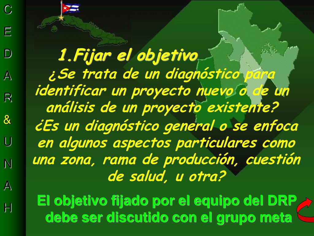 1.Fijar el objetivo ¿Se trata de un diagnóstico para identificar un proyecto nuevo o de un análisis de un proyecto existente