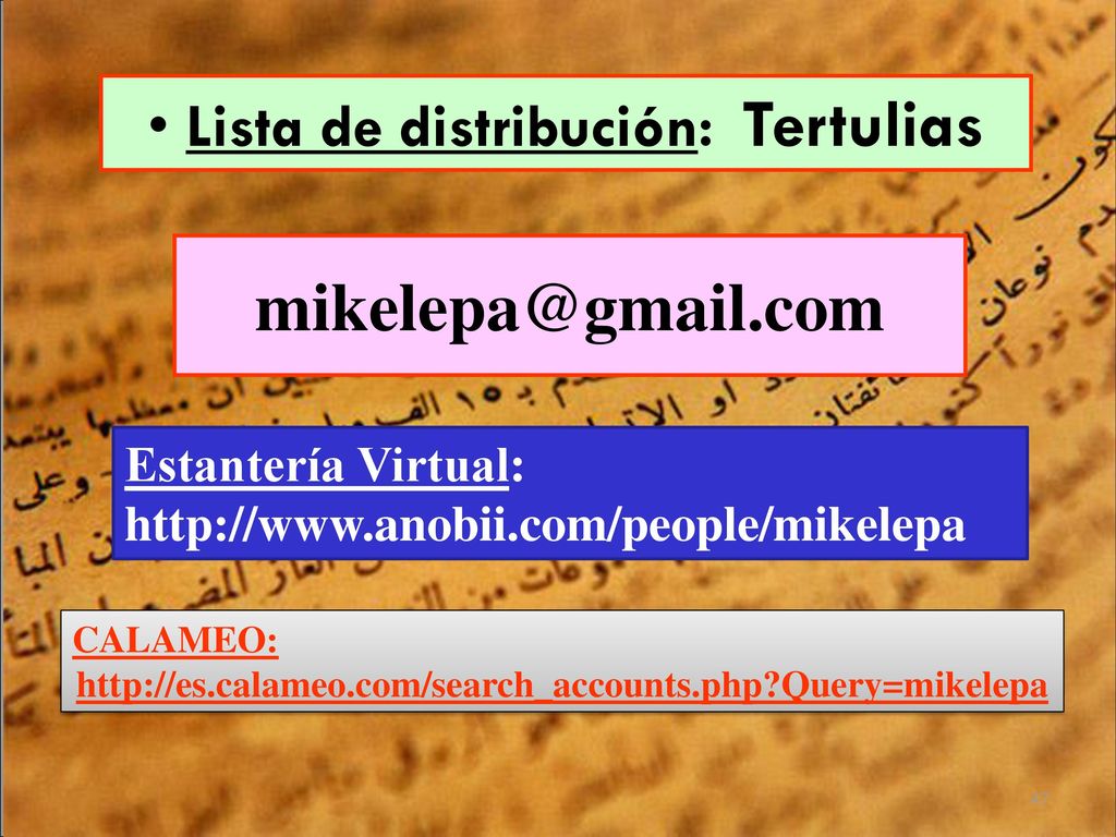 Lista de distribución: Tertulias