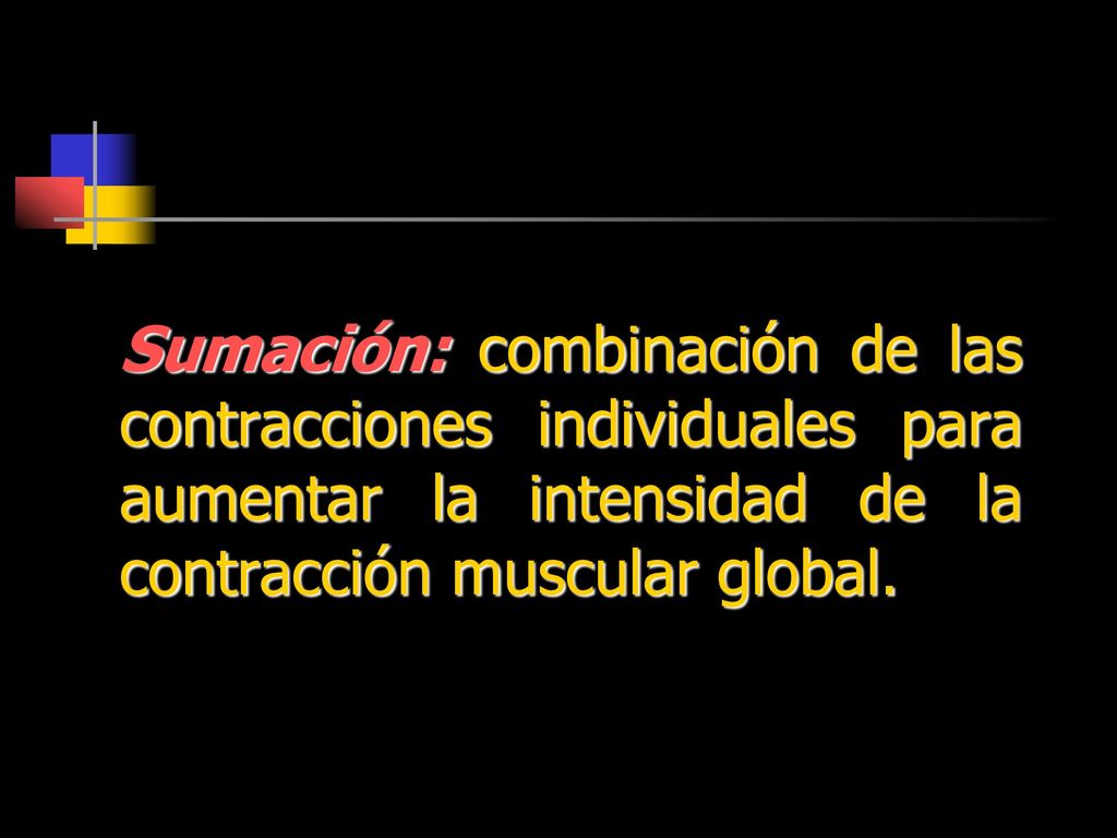 Sumación: combinación de las contracciones individuales para aumentar la intensidad de la contracción muscular global.