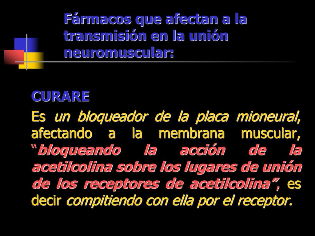 Fármacos que afectan a la transmisión en la unión neuromuscular: