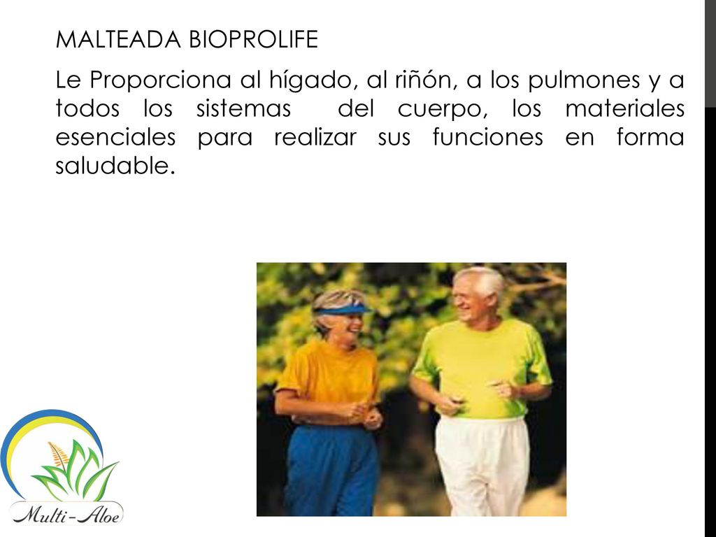 MALTEADA BIOPROLIFE Le Proporciona al hígado, al riñón, a los pulmones y a todos los sistemas del cuerpo, los materiales esenciales para realizar sus funciones en forma saludable.