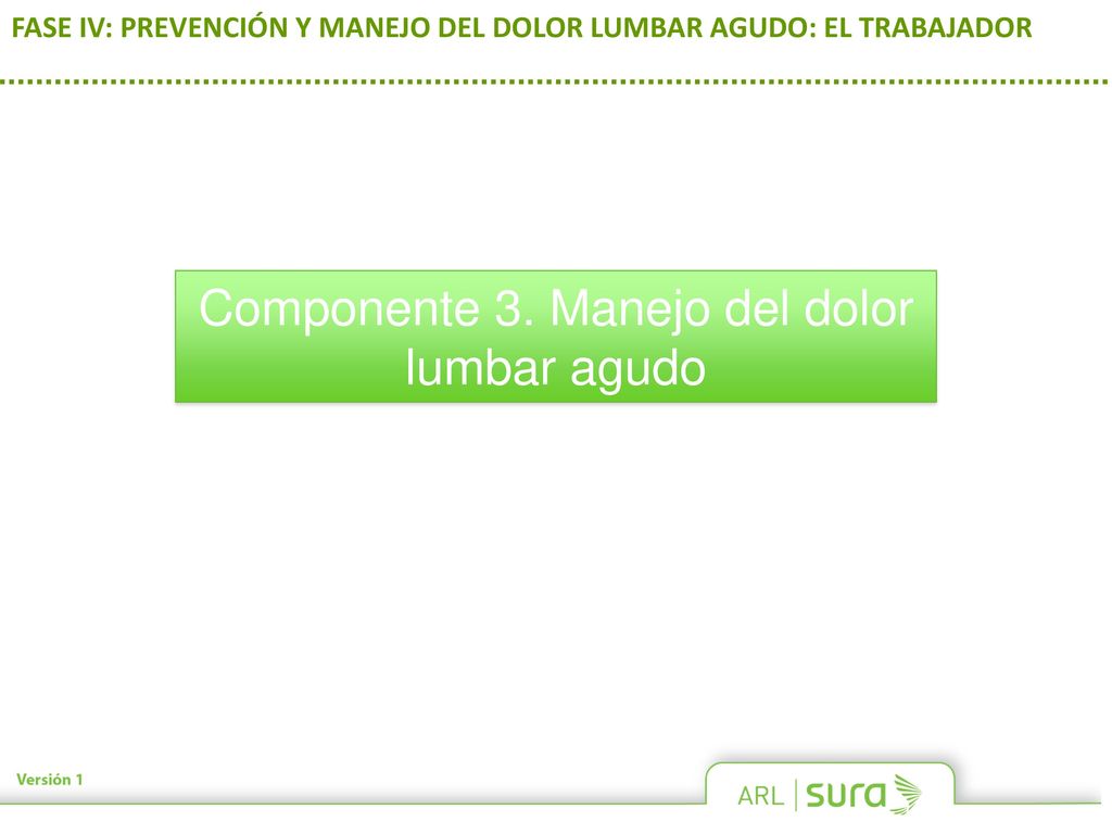 FASE IV: PREVENCIÓN Y MANEJO DEL DOLOR LUMBAR AGUDO: EL TRABAJADOR