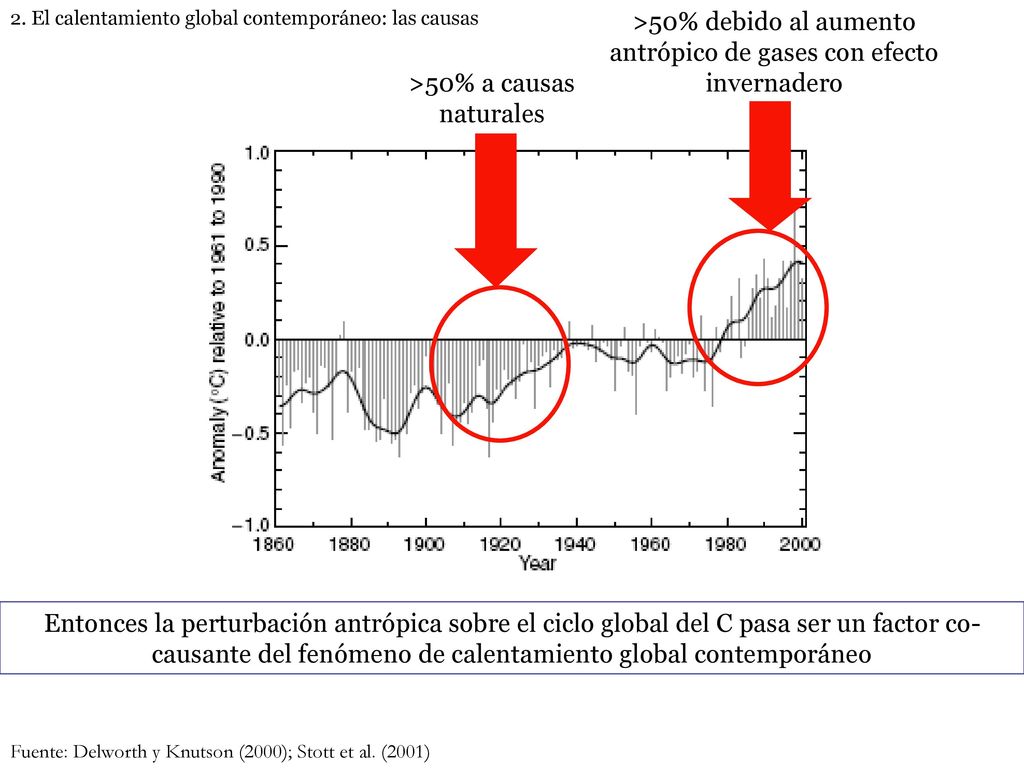 >50% debido al aumento antrópico de gases con efecto invernadero