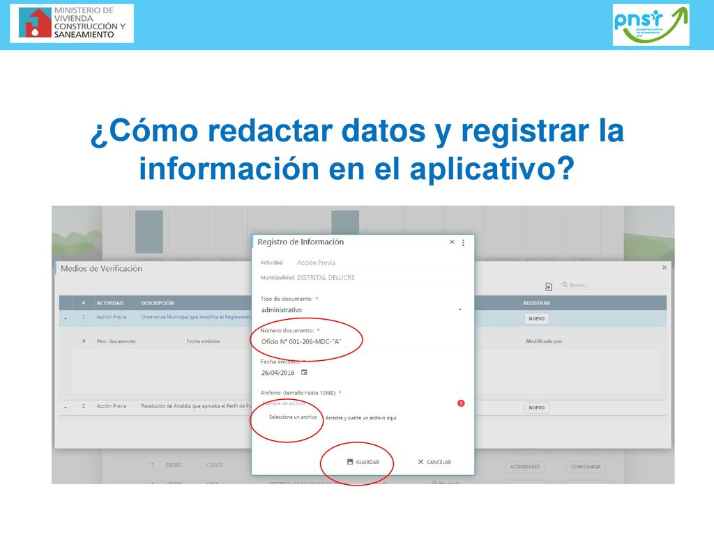¿Cómo redactar datos y registrar la información en el aplicativo