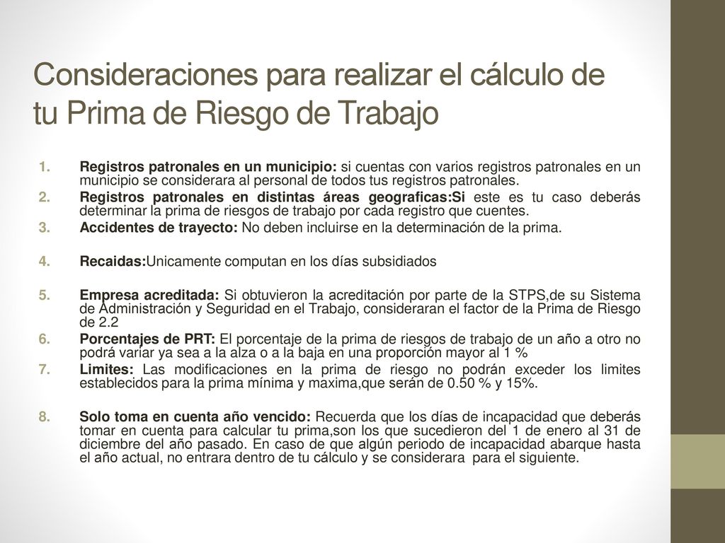 Consideraciones para realizar el cálculo de tu Prima de Riesgo de Trabajo