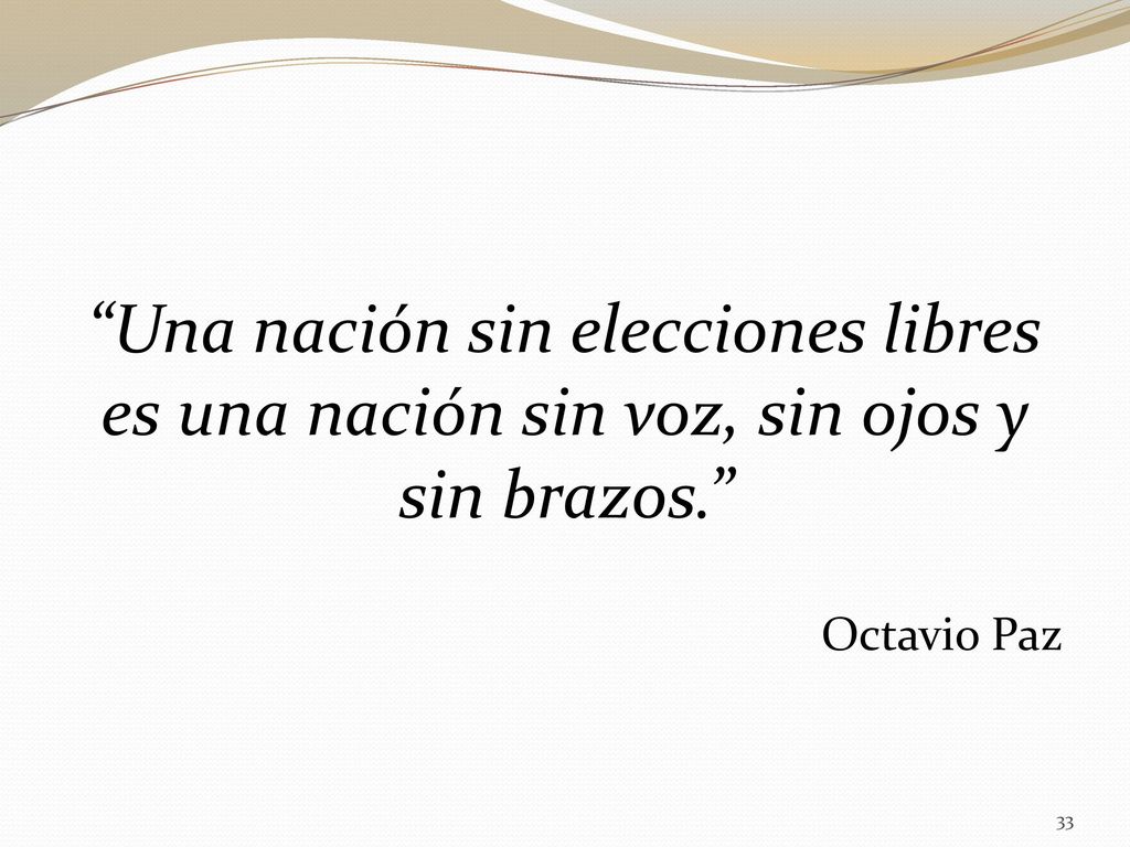 Una nación sin elecciones libres es una nación sin voz, sin ojos y sin brazos.