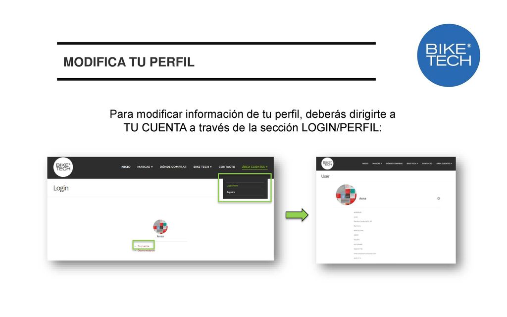 MODIFICA TU PERFIL Para modificar información de tu perfil, deberás dirigirte a.