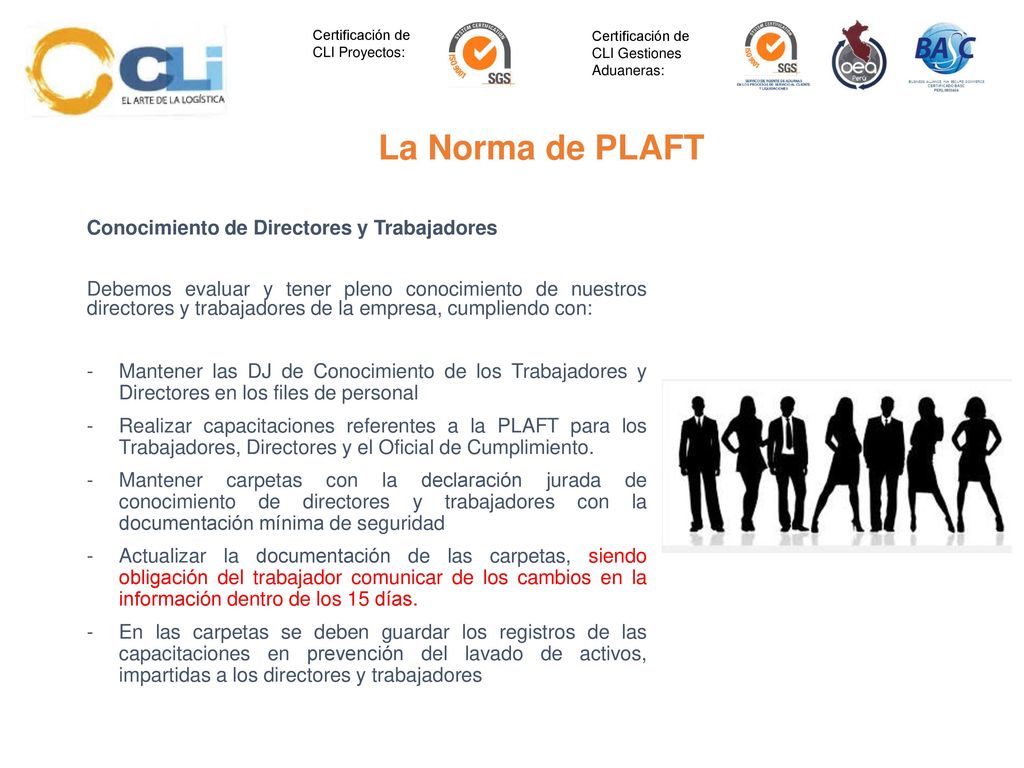 La Norma de PLAFT Conocimiento de Directores y Trabajadores