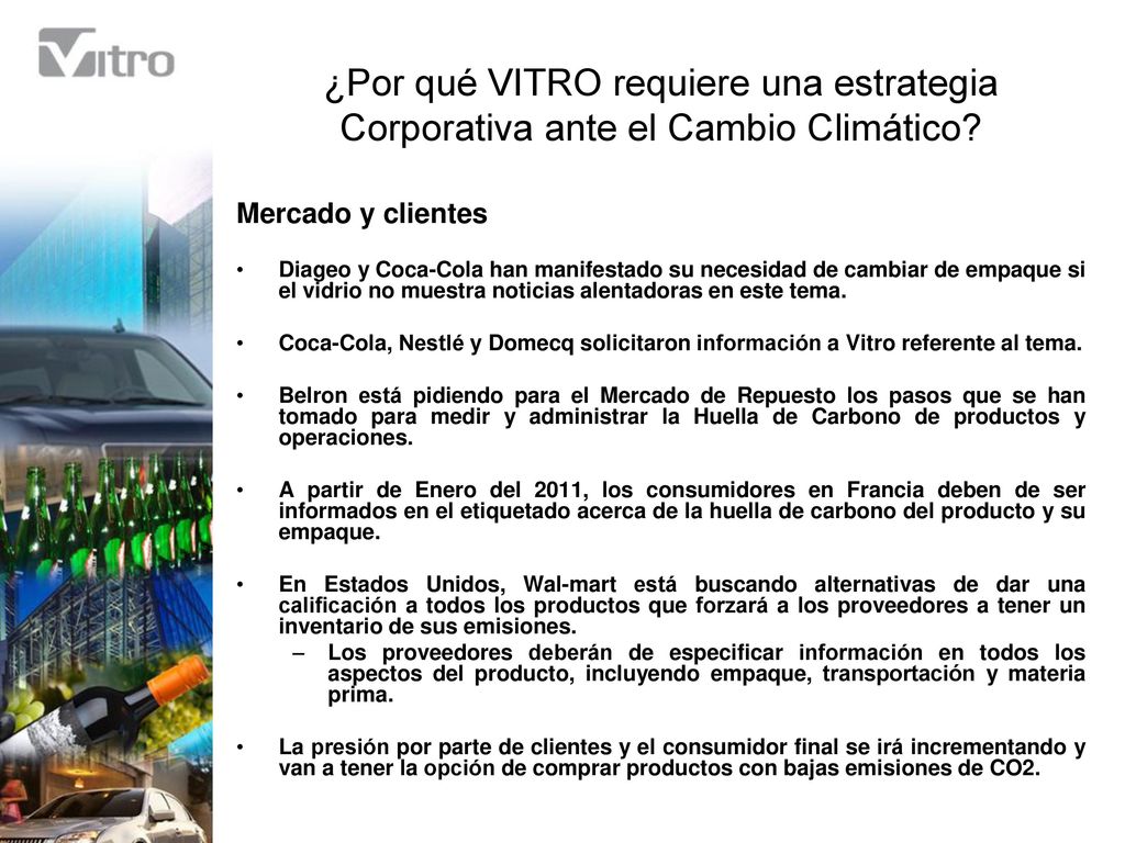 ¿Por qué VITRO requiere una estrategia Corporativa ante el Cambio Climático