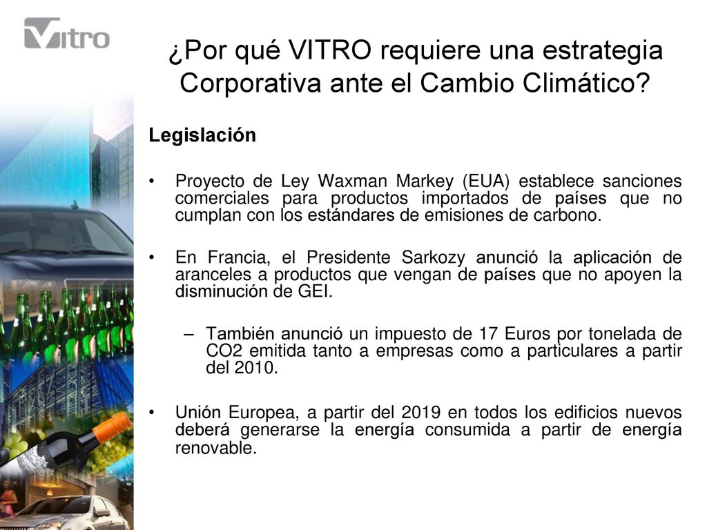 ¿Por qué VITRO requiere una estrategia Corporativa ante el Cambio Climático