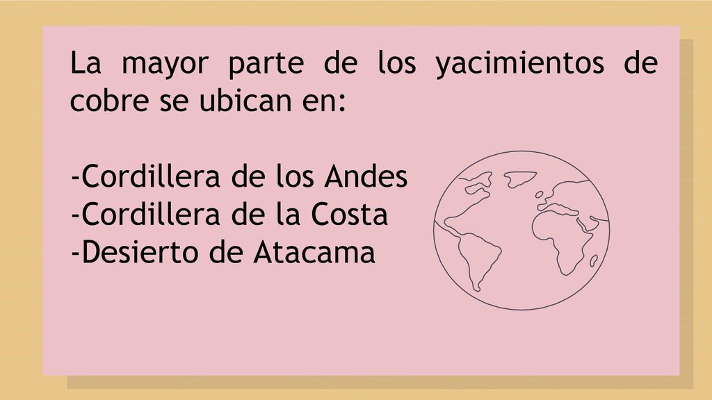 La mayor parte de los yacimientos de cobre se ubican en:
