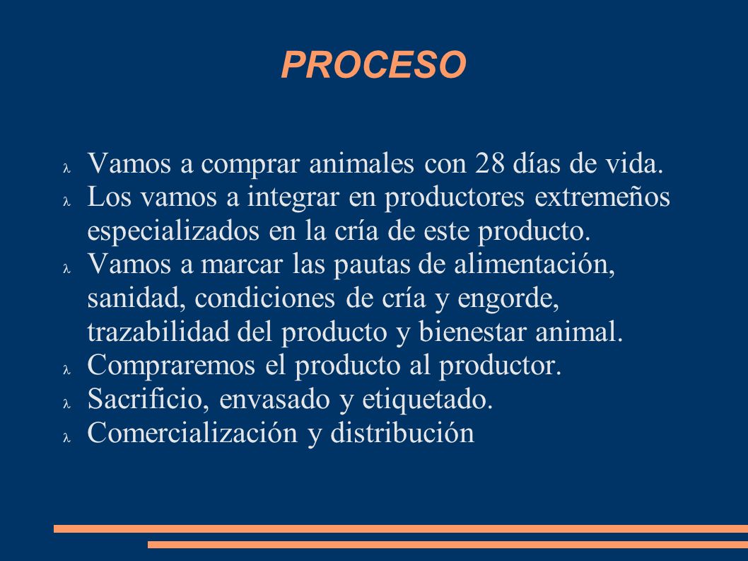 PROCESO Vamos a comprar animales con 28 días de vida.