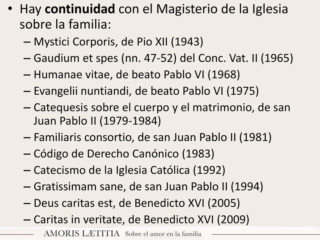 Hay continuidad con el Magisterio de la Iglesia sobre la familia: