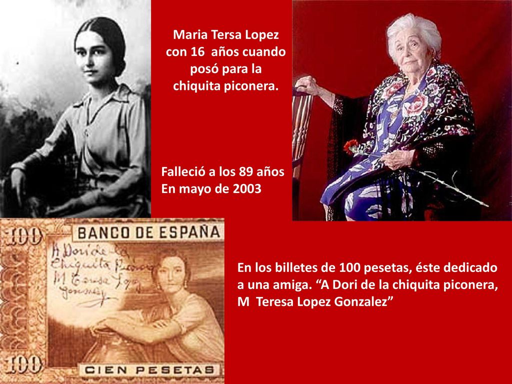 Maria Tersa Lopez con 16 años cuando posó para la chiquita piconera.