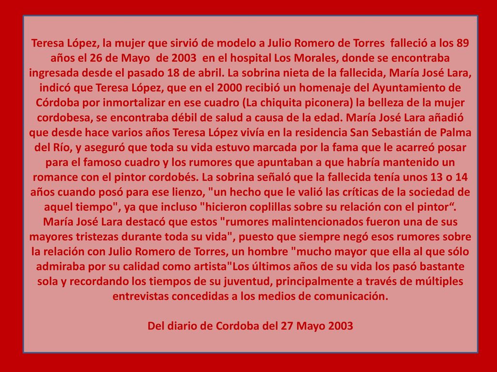 Del diario de Cordoba del 27 Mayo 2003