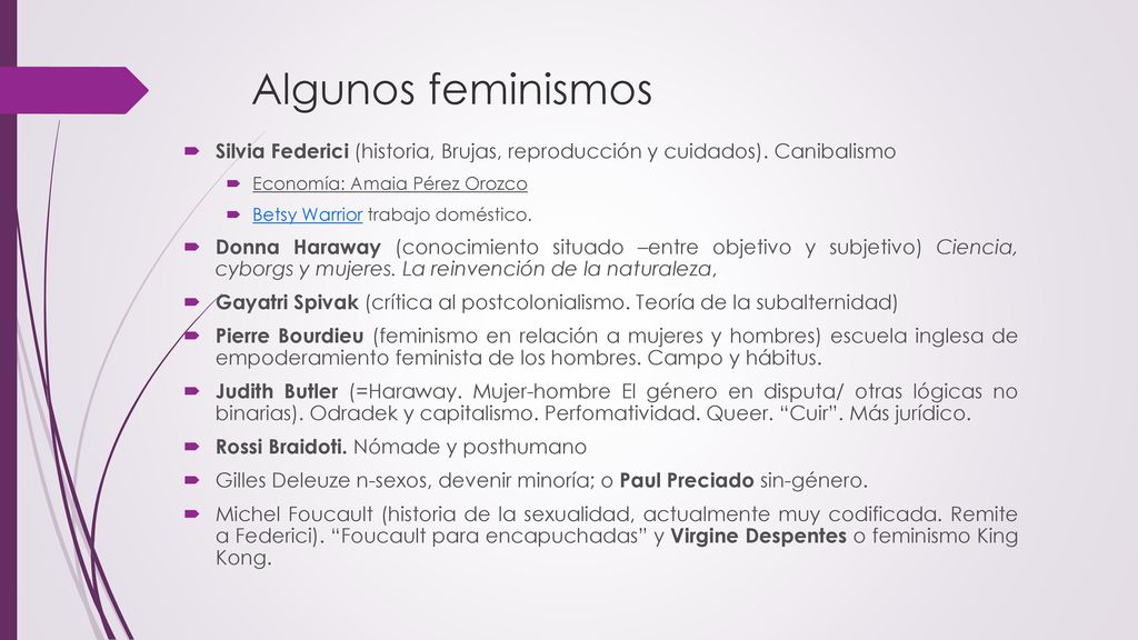 Algunos feminismos Silvia Federici (historia, Brujas, reproducción y cuidados). Canibalismo. Economía: Amaia Pérez Orozco.