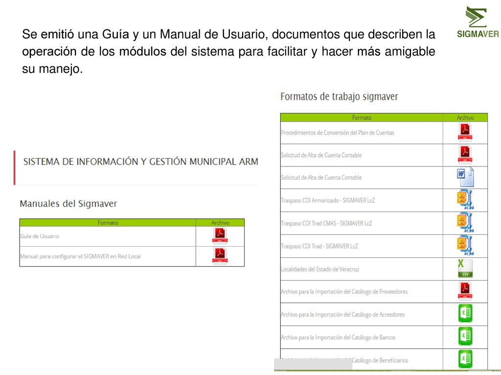 Se emitió una Guía y un Manual de Usuario, documentos que describen la operación de los módulos del sistema para facilitar y hacer más amigable su manejo.