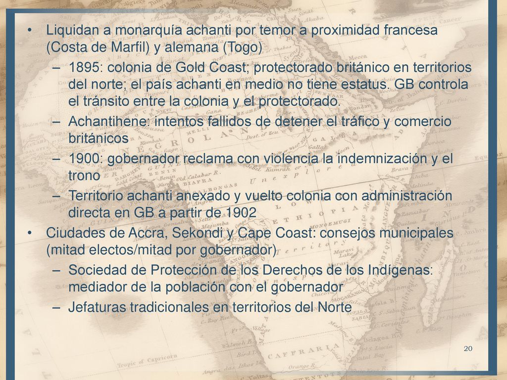 Liquidan a monarquía achanti por temor a proximidad francesa (Costa de Marfil) y alemana (Togo)