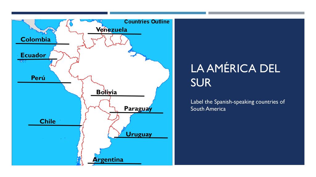 La América del sur Venezuela Colombia Ecuador Perú Bolivia Paraguay