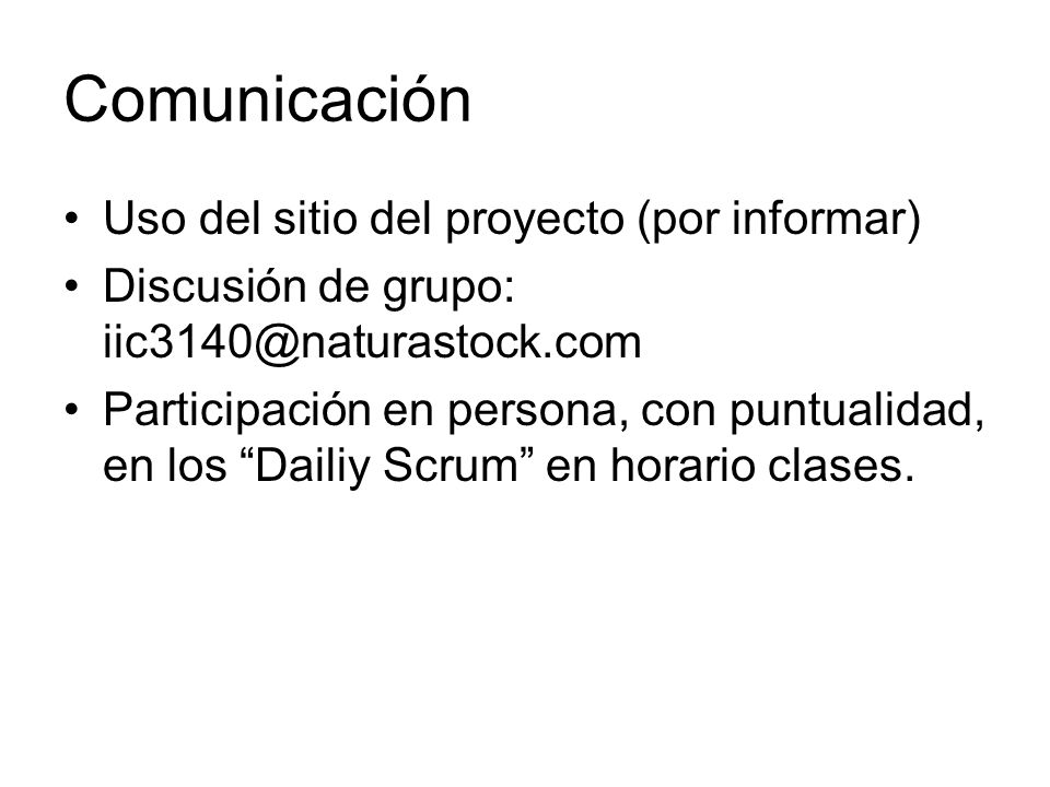 Comunicación Uso del sitio del proyecto (por informar)