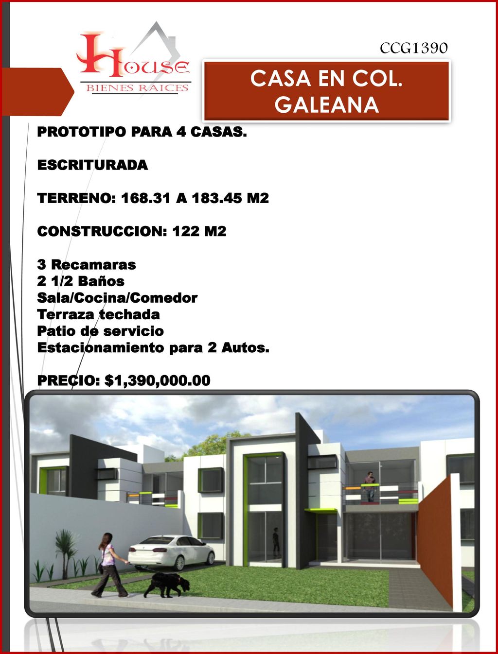 CASA EN COL. GALEANA CCG1390 PROTOTIPO PARA 4 CASAS. ESCRITURADA