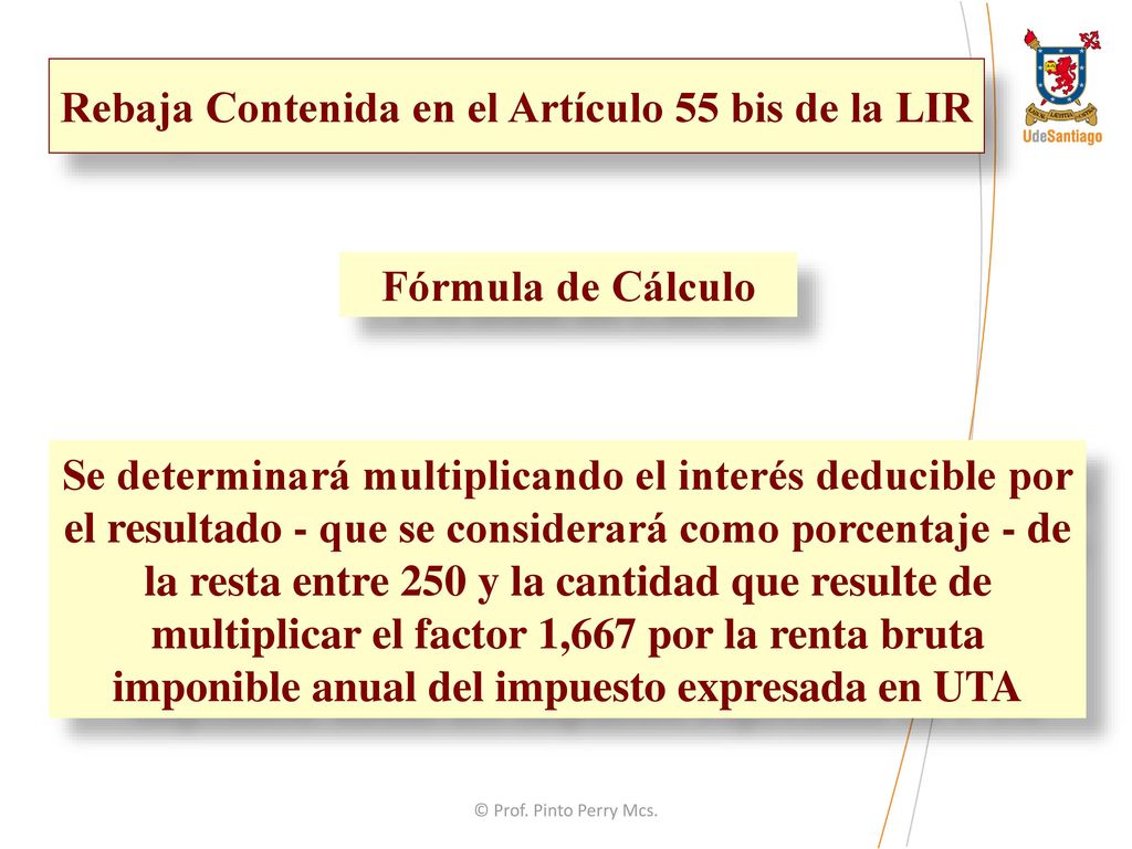 Rebaja Contenida en el Artículo 55 bis de la LIR