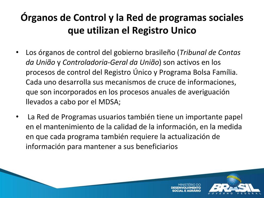 Órganos de Control y la Red de programas sociales que utilizan el Registro Unico