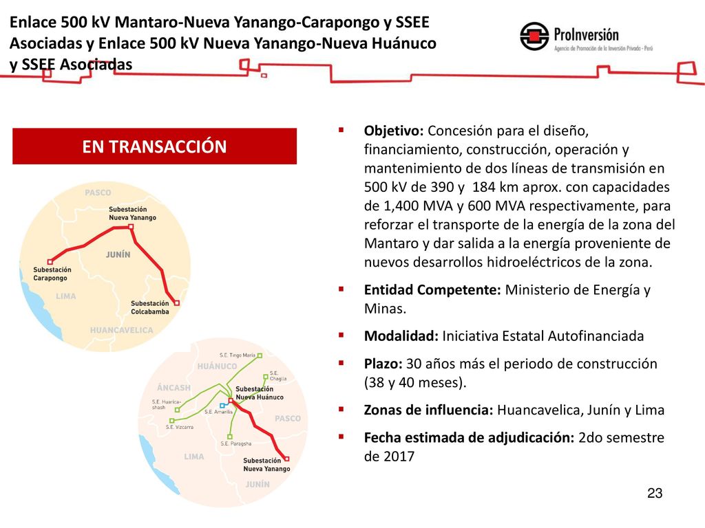 Enlace 500 kV Mantaro-Nueva Yanango-Carapongo y SSEE Asociadas y Enlace 500 kV Nueva Yanango-Nueva Huánuco y SSEE Asociadas