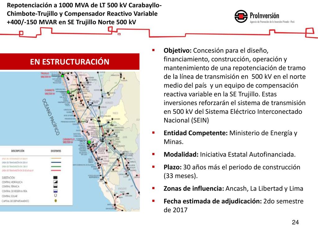 Repotenciación a 1000 MVA de LT 500 kV Carabayllo-Chimbote-Trujillo y Compensador Reactivo Variable +400/-150 MVAR en SE Trujillo Norte 500 kV