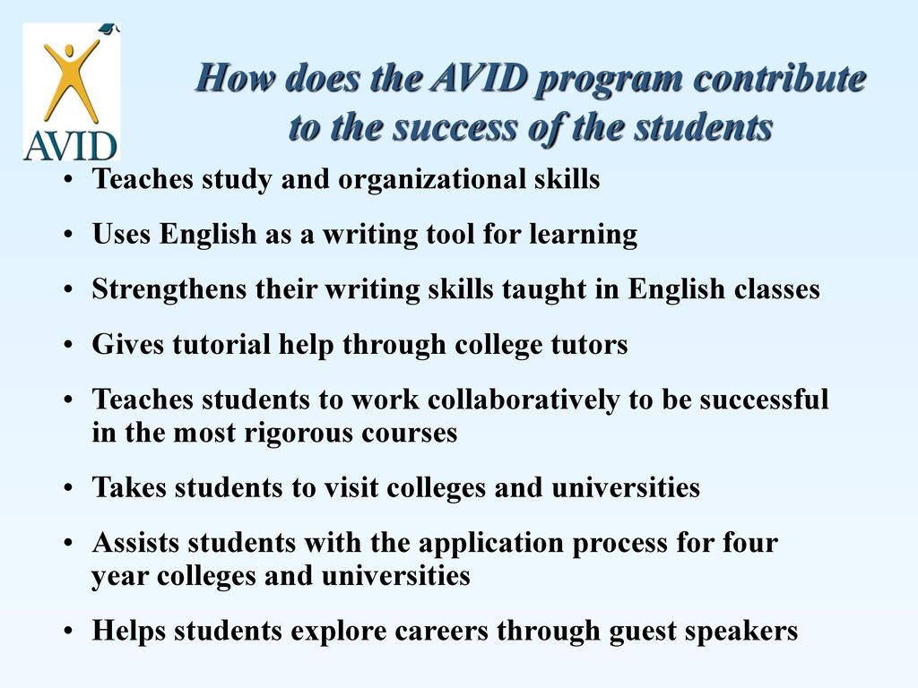 How does the AVID program contribute to the success of the students