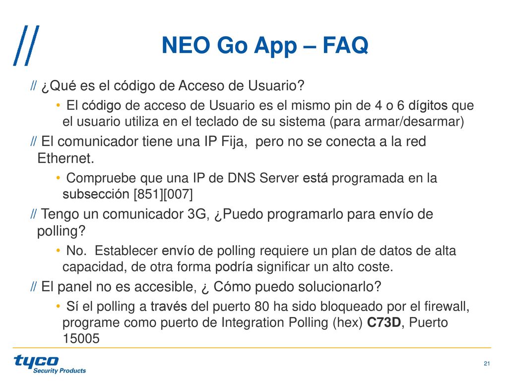 NEO Go App – FAQ ¿Qué es el código de Acceso de Usuario