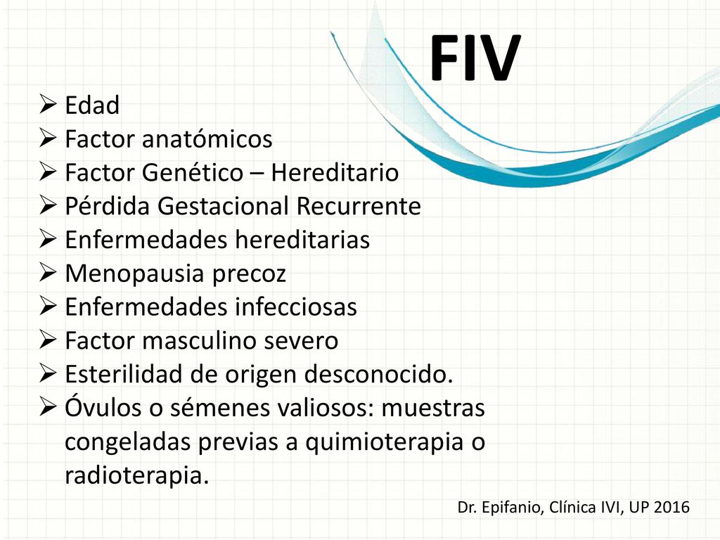 FIV Edad Factor anatómicos Factor Genético – Hereditario
