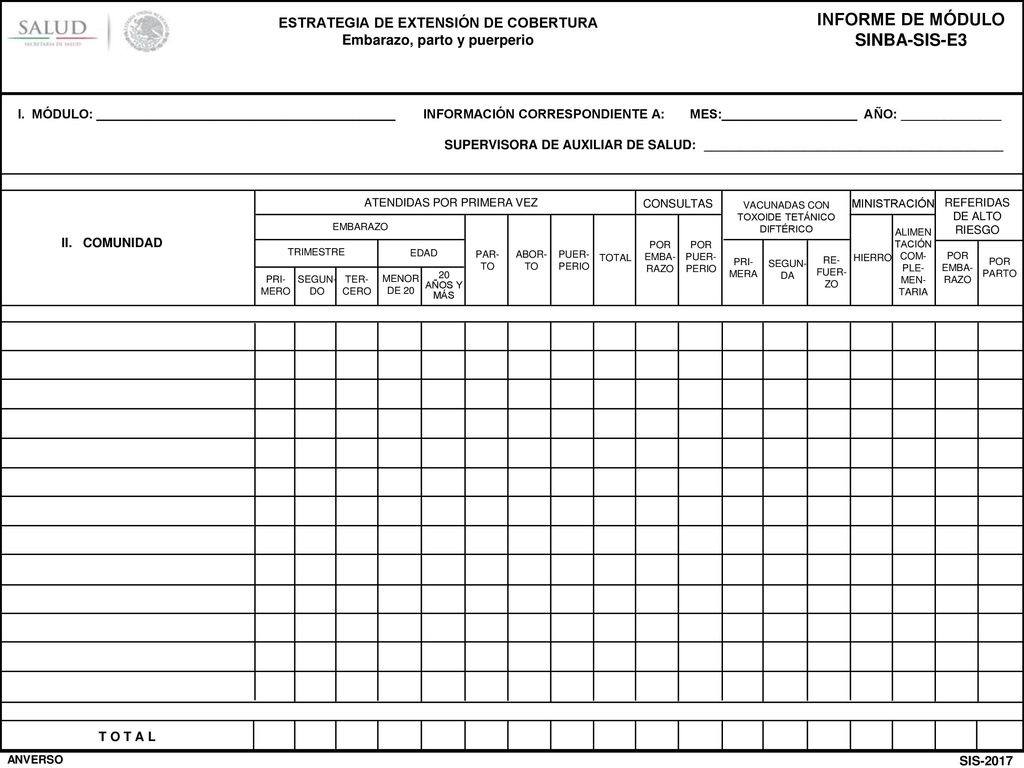 I. MÓDULO: __________________________________________ INFORMACIÓN CORRESPONDIENTE A: MES:___________________ AÑO: ______________