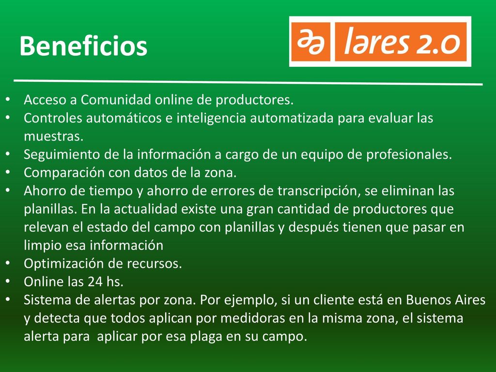 Beneficios Acceso a Comunidad online de productores.