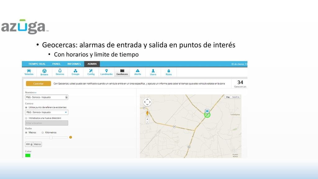 Geocercas: alarmas de entrada y salida en puntos de interés