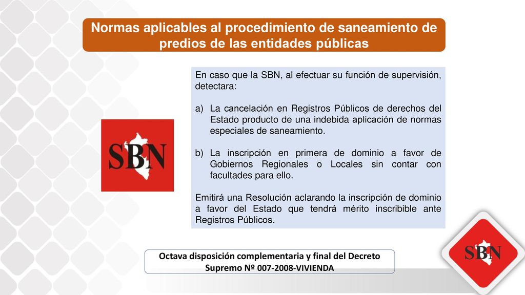Normas aplicables al procedimiento de saneamiento de predios de las entidades públicas