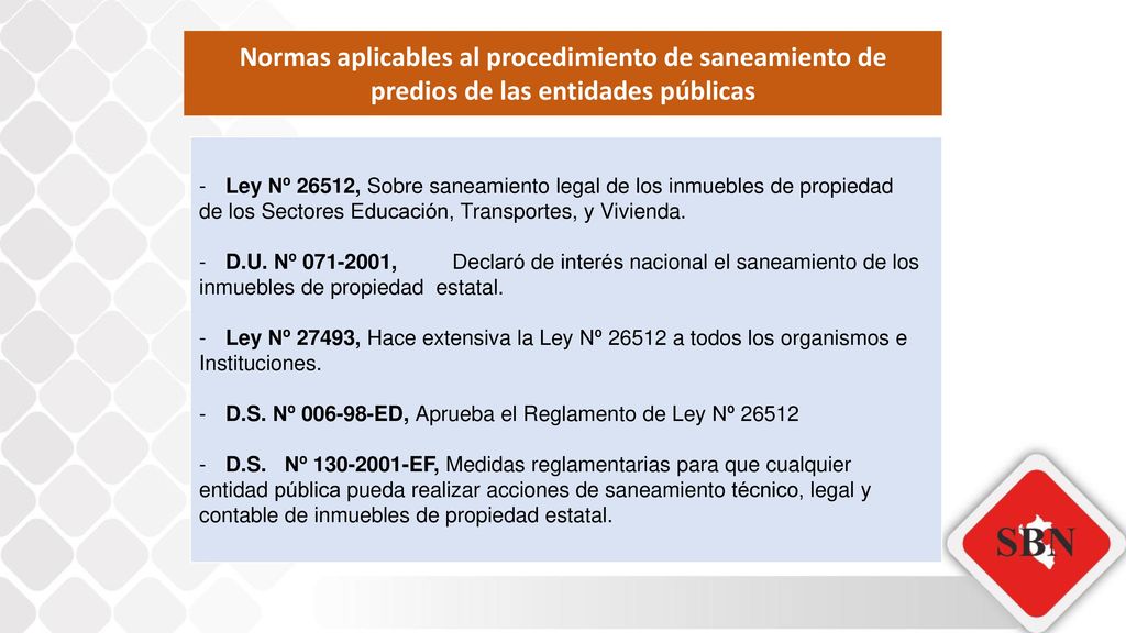 Normas aplicables al procedimiento de saneamiento de predios de las entidades públicas