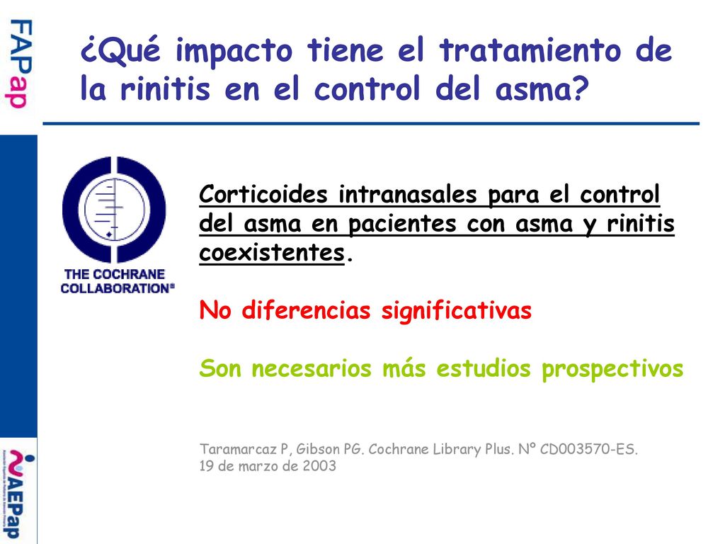 ¿Qué impacto tiene el tratamiento de la rinitis en el control del asma