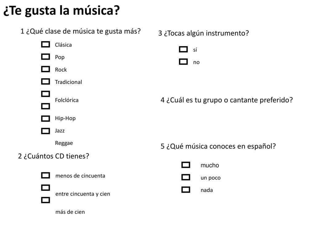 ¿Te gusta la música 1 ¿Qué clase de música te gusta más