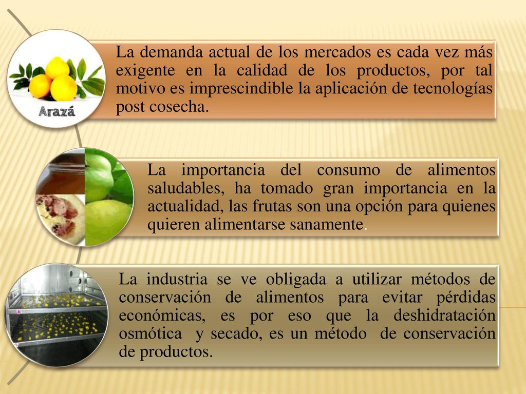 La demanda actual de los mercados es cada vez más exigente en la calidad de los productos, por tal motivo es imprescindible la aplicación de tecnologías post cosecha.