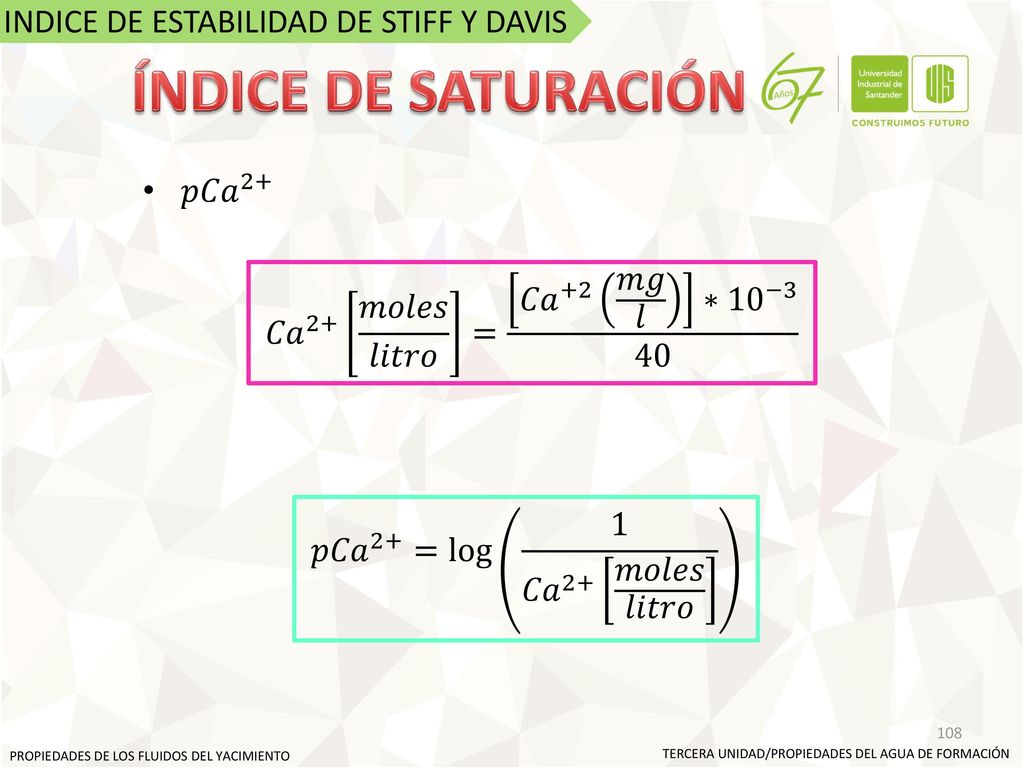 ÍNDICE DE SATURACIÓN INDICE DE ESTABILIDAD DE STIFF Y DAVIS 𝑝𝐶𝑎 2+