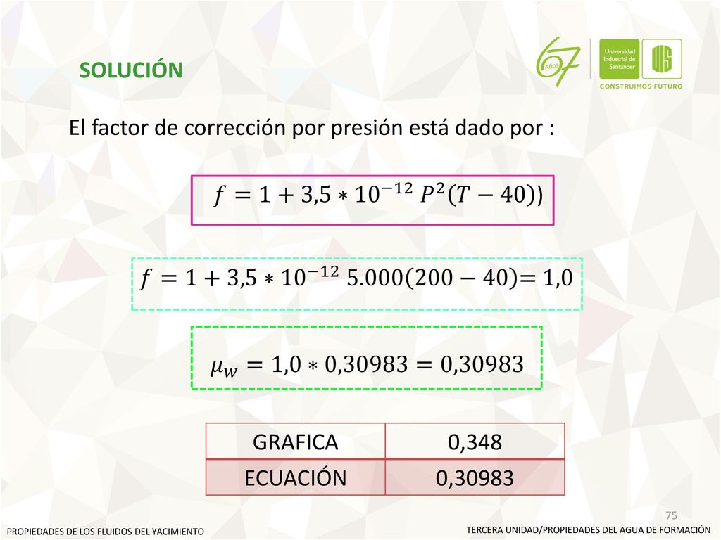 El factor de corrección por presión está dado por :