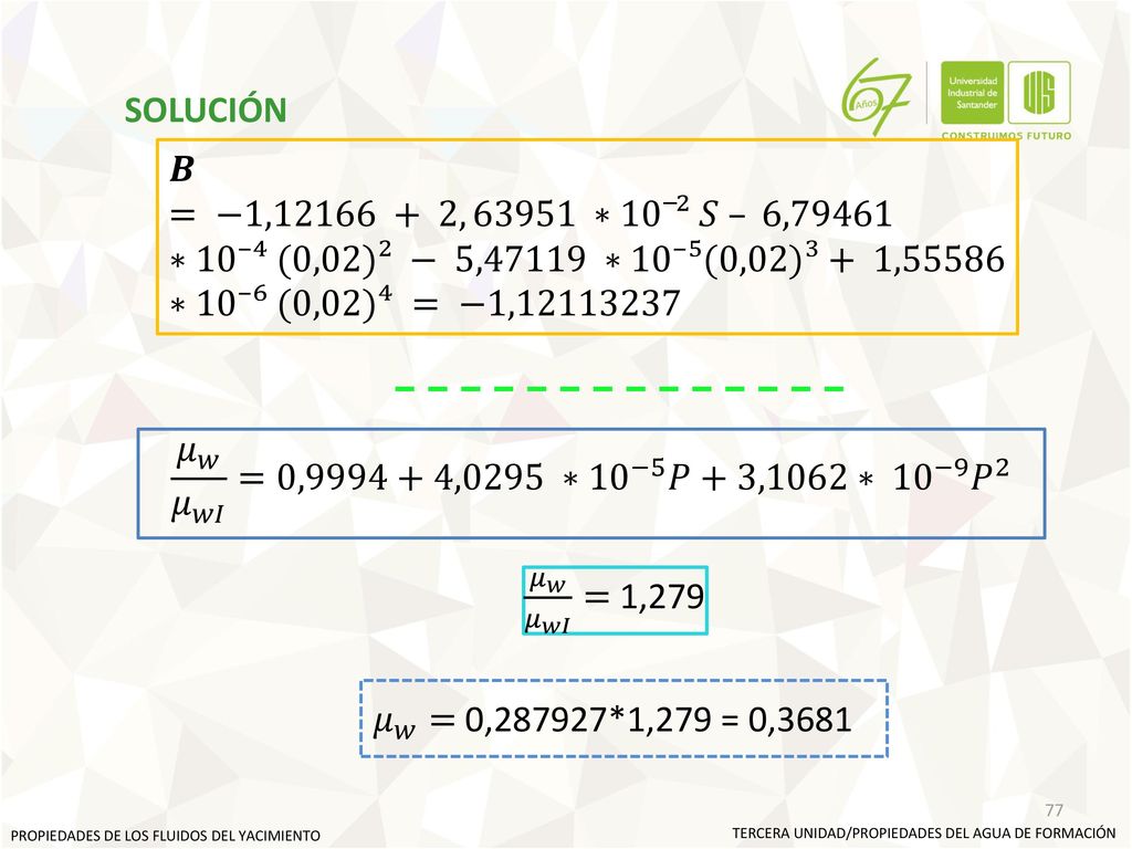 SOLUCIÓN 𝑩 = −1, , ∗10‾² 𝑆 – 6,79461∗10⁻⁴ (0,02)² − 5,47119 ∗10⁻⁵(0,02)³+ 1,55586∗10⁻⁶ (0,02)⁴ = −1,