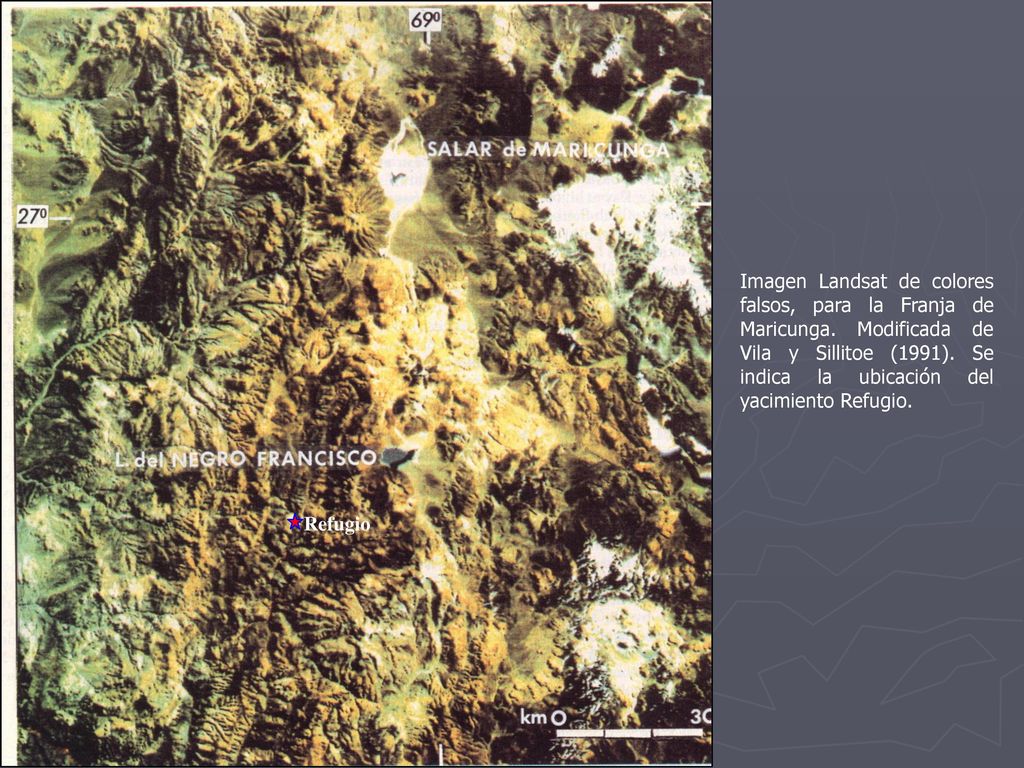Imagen Landsat de colores falsos, para la Franja de Maricunga