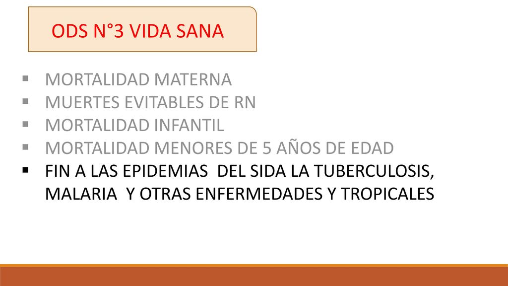 ODS N°3 VIDA SANA MORTALIDAD MATERNA MUERTES EVITABLES DE RN
