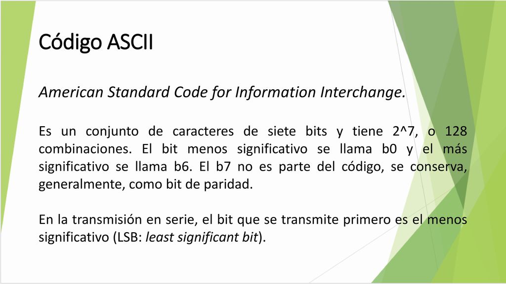 Código ASCII American Standard Code for Information Interchange.