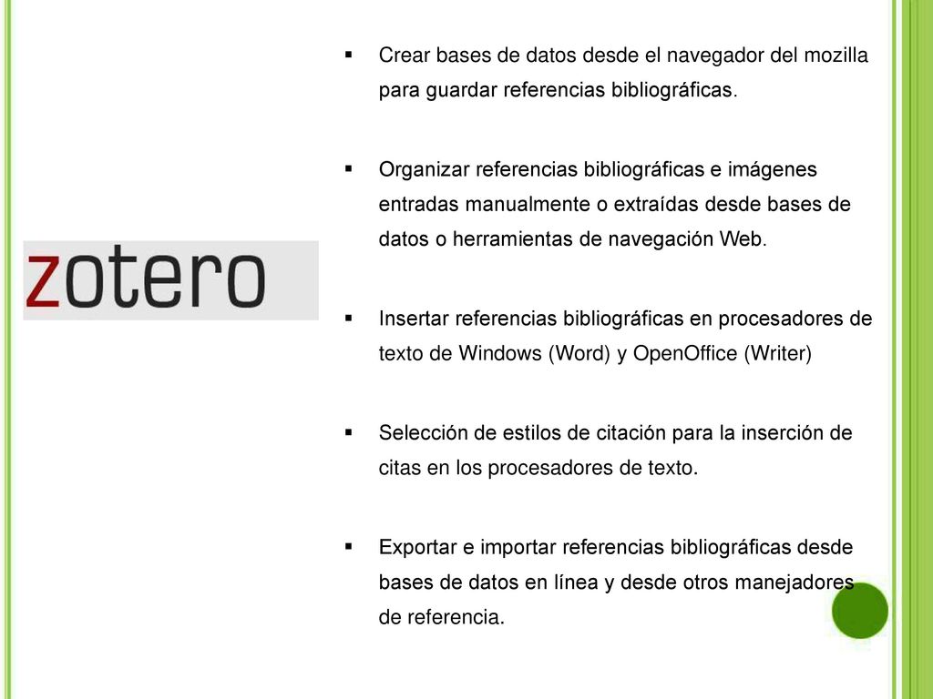 Crear bases de datos desde el navegador del mozilla para guardar referencias bibliográficas.