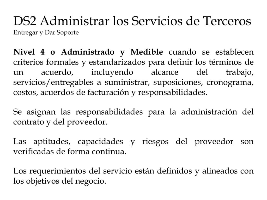 DS2 Administrar los Servicios de Terceros Entregar y Dar Soporte